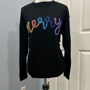 Haptics “Merry” Christmas sweater. Blsck, VGUC small
